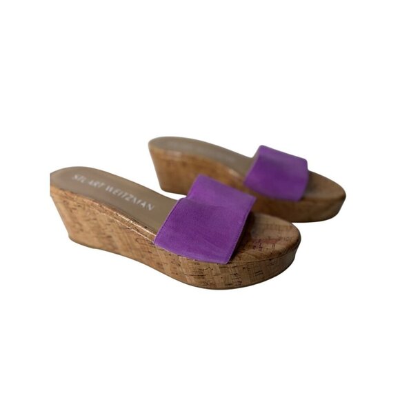 NEW Stuart Weitzman Summer Wedge Sandals in Lilac Size 9 - Picture 3 of 6